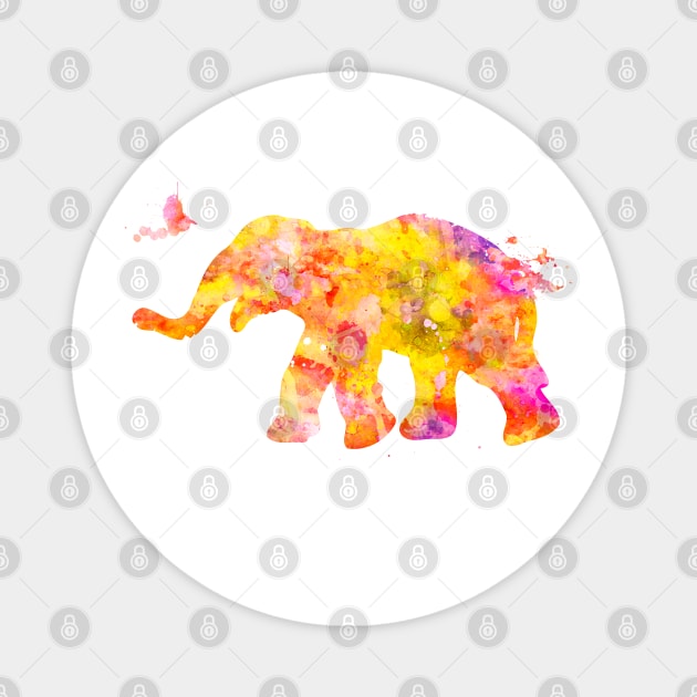 Yellow Baby Elephant Watercolor Painting Magnet by Miao Miao Design